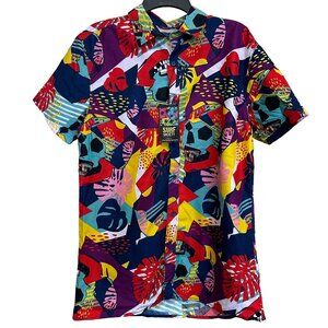 NWT Surf Society Tropical Skulls Lightweight Swim Shirt Men's Size L, Multicolor